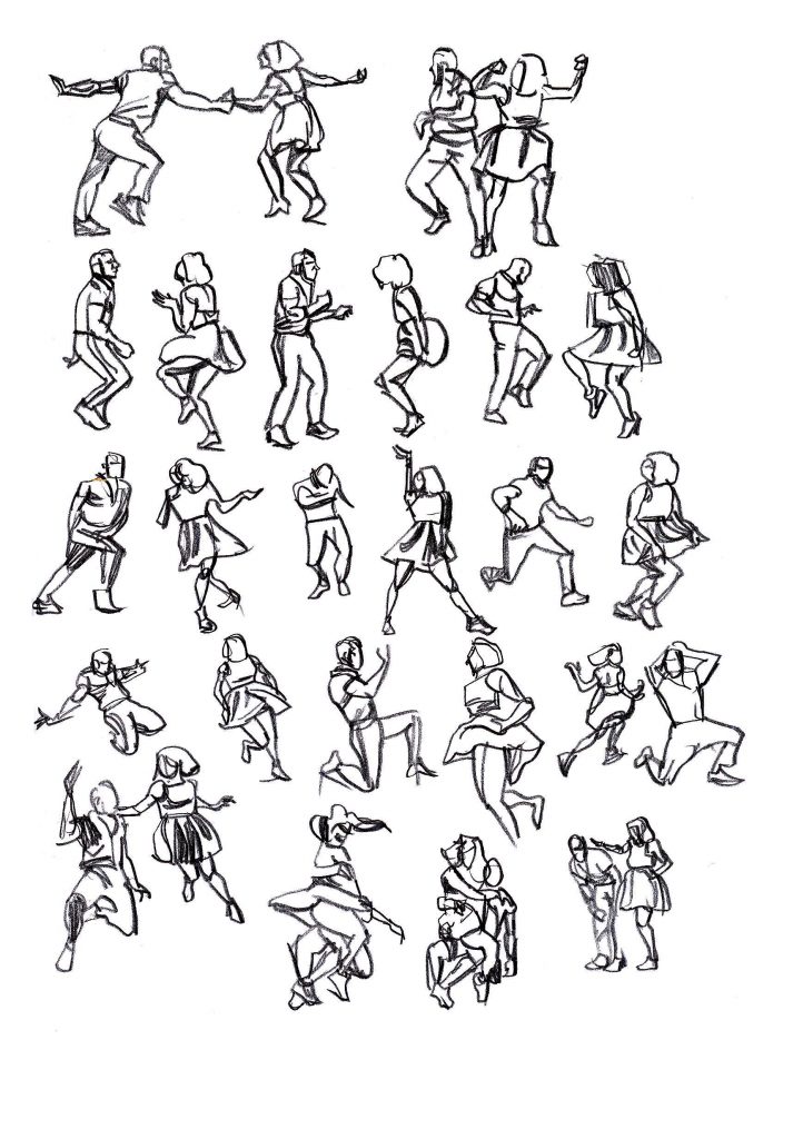 Rapid sketches of Max and Dianne dancing 1/5